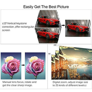 EUG 4600 Lux Android Smart Video Projector with Bluetooth WiFi Support Full HD 1080P HDMI RCA Audio USB VGA LCD LED Multimedia Wxga Wireless Outdoor Movie Proyector for Game Console Smartphone DVD TV