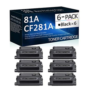 6 Pack Black 81A | CF281A Compatible Toner Cartridge Replacement for HP Laserjet Enterprise M604 Series Managed M605 Series Enterprise M606 Series Enterprise M630 MFP Series Ink Printer Toner