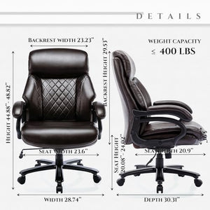 COLAMY Big and Tall Office Chair 400lbs Heavy Duty Executive Desk Chair - Diamond Brown