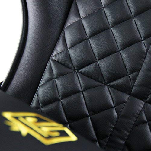 GT Throne, Immersive Gaming Chair, Vibrating Computer and Console Chair, Racing Style High-Back with Lumber Support and Headrest (Bold Gold)