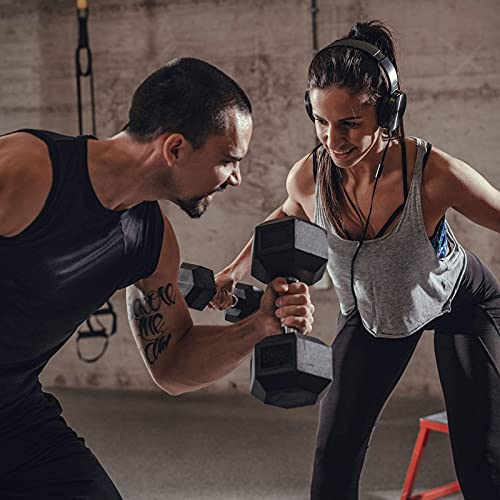 RitFit Rubber Hex Dumbbell Weight 10, 15, 20, 25, 30, 35, 40, 45, 50, 55, 60 LBS with Metal Handle for Strength Training, Full Body Workout, Functional and HIIT Workouts (2 X 55 LBS)