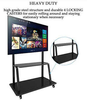 NBGYS Mobile TV Cart Stand Mount for 32-65 Inch TVs with Wheels and AV Shelf