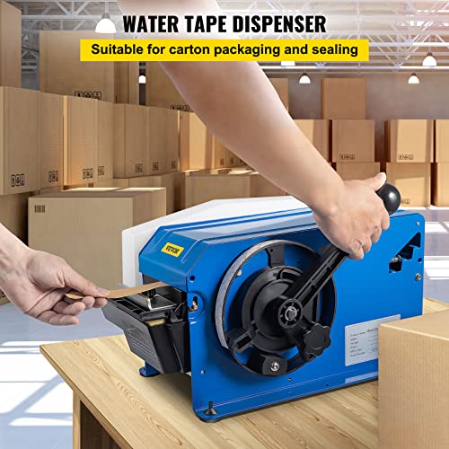 VEVOR Water-Activated Tape Dispenser, Maximum 39.4" x 3.94" Tape, Adjustable Length, Width & Water Level, Manual Tape Dispenser w/ Water Brush, Carton Packaging for Express Box, Gift Box