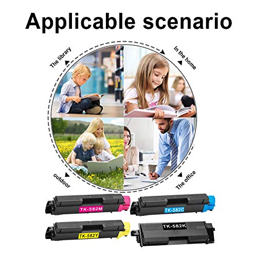 (3BK+1C+1M+1Y, 6PK) TK582 TK-582 1T02KT0US0 1T02KTCUS0 1T02KTBUS0 1T02KTAUS0 Toner Cartridge Replacement for Kyocera FS-C5150DN(1102KT3NL0) P6021CDN(1102PS2US0) Toner Kit Printer