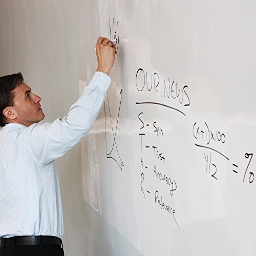 Think Board Premium Whiteboard Film, Peel and Stick, X-Large (White) (4'x12') XL Peel and Stick Dry Erase Board Wall Cling for Home and Office, Removable Wall Decals, Super Sticky, Stain-Proof