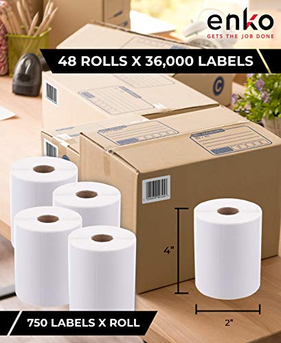 enKo (48 Rolls, 36,000 Labels) 4 x 2" Direct Thermal Address Mailing Shipping Barcode FBA Stickers FN SKU Labels for Zebra,Eltron (Perforated)
