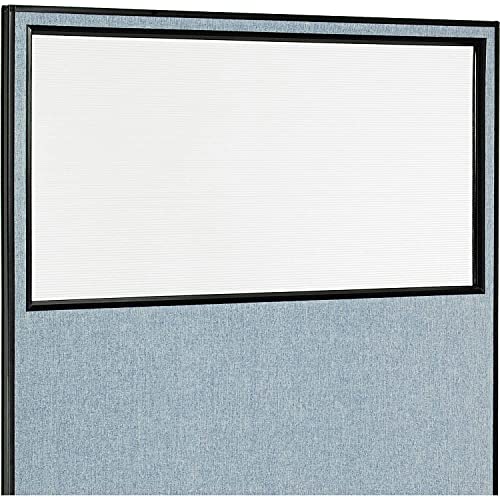 Global Industrial Office Partition Panel with Partial Window, Blue 60-1/4"W x 72"H
