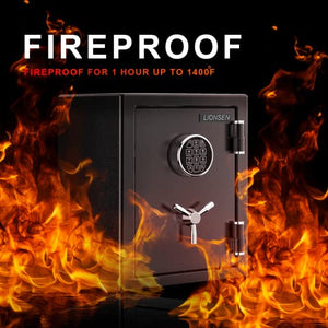 LIONSEN Fireproof Security 1.02 Cubic Feet Safe,Digital Keypad Fireproof Lock Box Home Safe for Hotel Office Money Cash Jewelry, 15.7''x 14.17''x13.7''