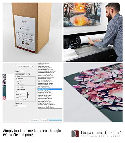 Premium Lyve Matte Canvas Paper Perfect for Use on Professional Makes and Models of Epson, Canon and HP Printers Preferred by Professionals. 19 mil Textured Canvas Offered in a 44 inch by 40 ft roll