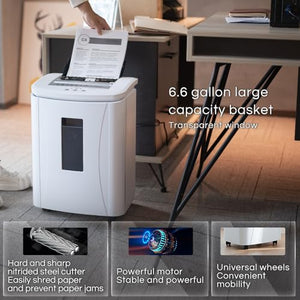 Kitnery 150-Sheet Auto Feed Micro Cut Paper Shredder: High Security for Home Office, Commercial Heavy Duty with 4 Casters, P-4 Security Level & 6.6 Gallon Bin