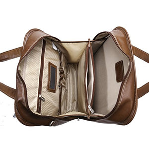 Siamod, VERNAZZA, PASTENELLO, Napa Cashmere Leather, 15" Leather Vertical Patented Detachable -Wheeled Laptop Briefcase, Cognac (45314)