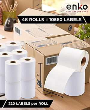 enKo Dymo 4XL Labels 4 x 6" 1744907 Compatible for Dymo Labelwriter 4XL Shipping Label Thermal Printer (48 Rolls, 10,560 Labels)