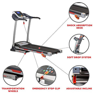 Sunny Health and Fitness SF-T4400 Folding Treadmill with Digital Monitor, Shock Absorption and Incline Bundle with Tech Smart USA Fitness and Wellness Suite, Sport Towel and Extended Protection Plan