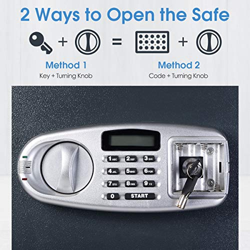 Giantex Safe Box Security Lock Box with Double Door and Keys Digital Safe Depository Drop Box Safes Home Office Security Lock for Gun Cash Valuable Storage