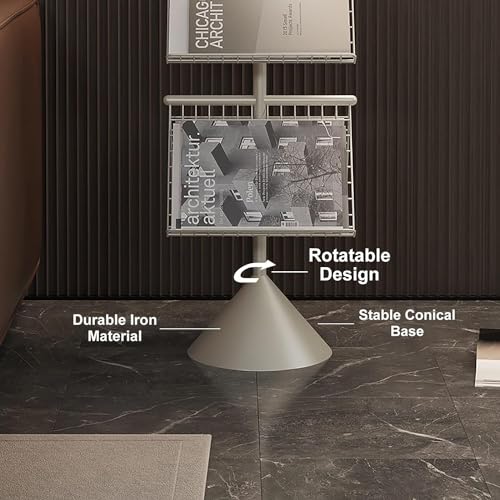 ESASAM Rotatable Heavy Duty Magazine Rack with Tapered Base - Black