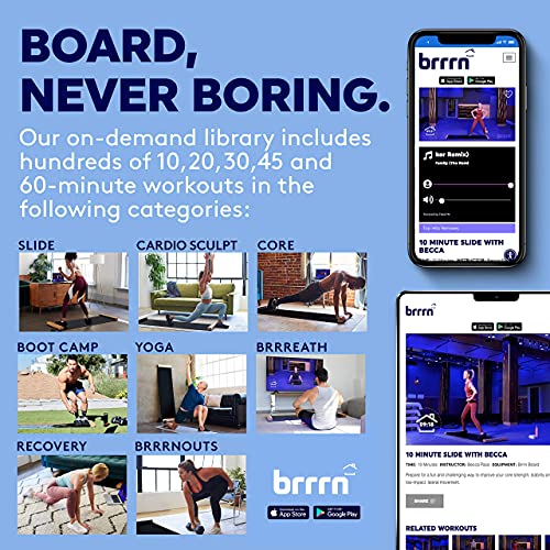 BRRRN Slide Board - Home Workout to Build Core Muscles and Great Cardio Workout - Easy to Use and Store - Exercise Equipment for Hockey, Ice Skating and Skateboarding - Adjustable 5-6 Ft