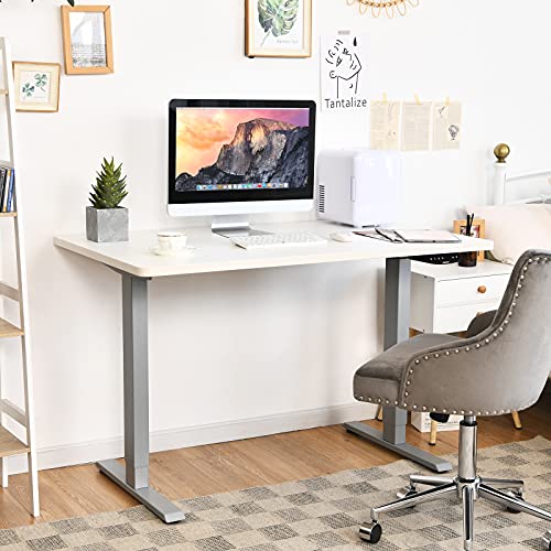 Tangkula Dual-Motor Electric Standing Desk Frame, Width & Height Adjustable Stand up Desk Base, Ergonomic Sit Stand Workstation with Memory Controller, Cable Tray for Home Office (Grey)