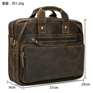 JIESEING 1pcs Handmade Men's Handbag Retro Briefcase Messenger Men's Bag Business Travel Bag (Color : A, Size : 29 * 37 * 9cm)