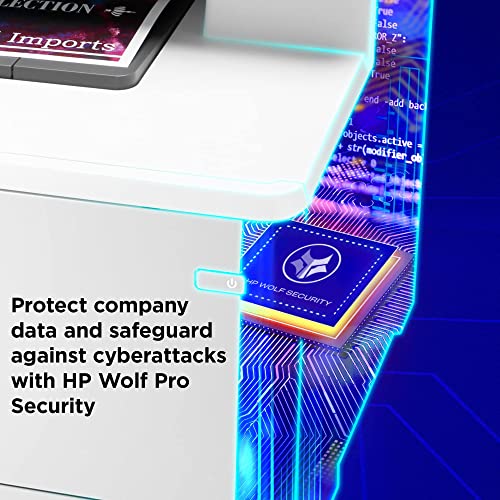 HP Color Laserjet Pro Multifunction M479fdw Wireless Laser Printer, Print Scan Copy Fax, Automatic 2-Sided Printing, 28 ppm, 250-sheet, 512MB, Works with Alexa, Bundle with JAWFOAL Printer Cable.