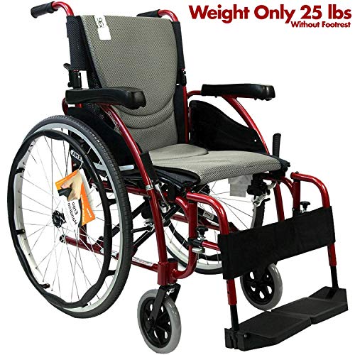 Karman Healthcare S-Ergo 125 Ergonomic Wheelchair, 18" Seat Width, Red Frame
