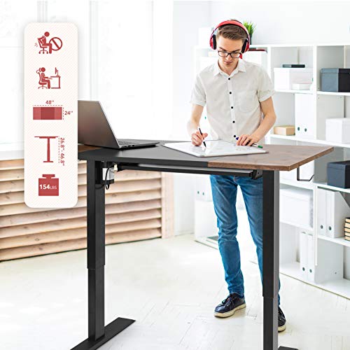 EAGLE PEAK Electric Adjustable Height Standing Desk with Keyboard Tray 48 x 24 Inch Sit or Stand Up Desk Computer Workstation with Memory Controller (Black and Rustic Brown Top/Black Frame)