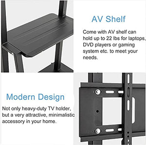 Generic Mobile TV Floor Stand/Cart for 32-75 Inch TVs, Black Rolling TV Trolley with Laptop Shelf