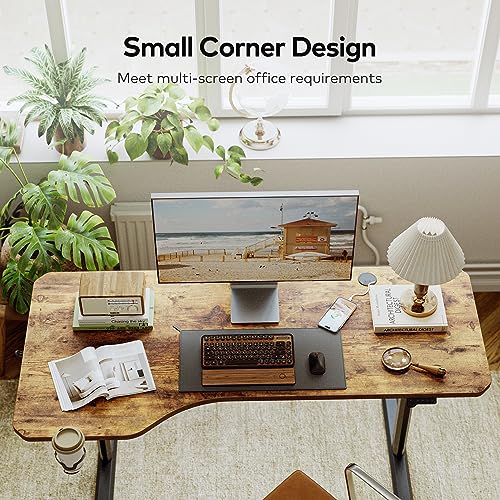 FEZIBO Electric Standing Desk, 63 x 24 Inches, Sit Stand Home Office Desk - Rusticbrown