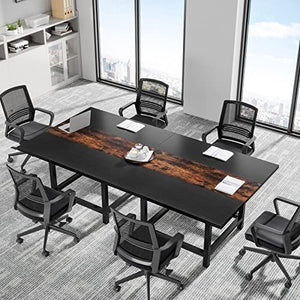 Tribesigns Rustic Conference Room Table Set, 2 Tables, 6.5 Ft, 78.74L x 39.2W x 29.52H Inches