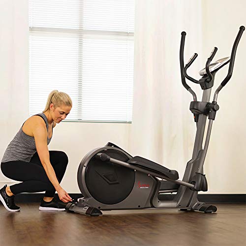 Sunny Health & Fitness Magnetic Elliptical Trainer Machine w/Device Holder, Programmable Monitor and Heart Rate Monitoring, 330 LB Max Weight - SF-E3912