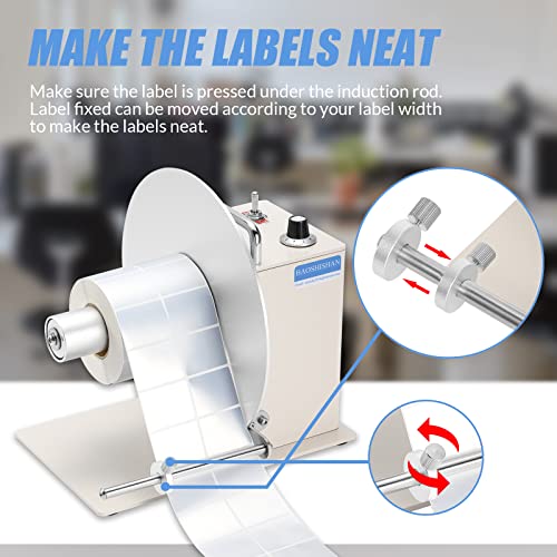BAOSHISHAN Automatic Label Rewinder All-Aluminum Rewinding Machine Bi-Directional Speed Adjustment Width 150mm/5.9inch Core Diameter 1.5/3 Inch Synchronize with Printer (110V)