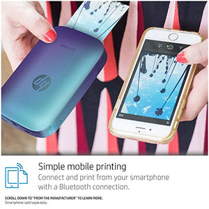 HP Sprocket Portable Photo Printer, Print Social Media Photos on 2x3" Sticky-Backed Paper - Blue (Z9L26A)