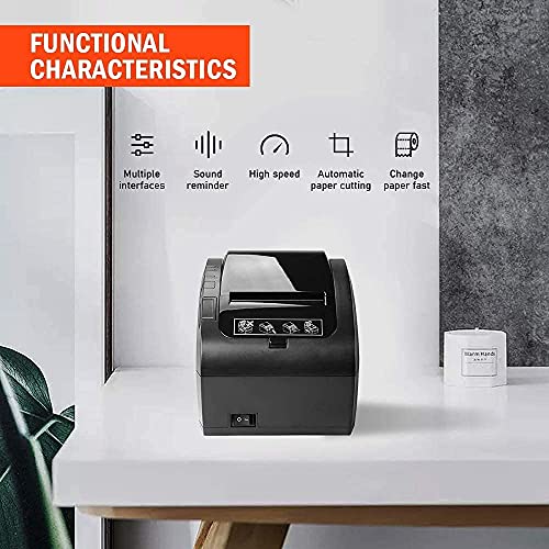 MUNBYN Receipt Printer, USB Ethernet LAN 80MM Thermal Printer, Black Supermarket POS Kitchen Printer with Auto Cutter Support ESC/POS Windows System, 16" Cash Drawer Register with Removable Coin Tray