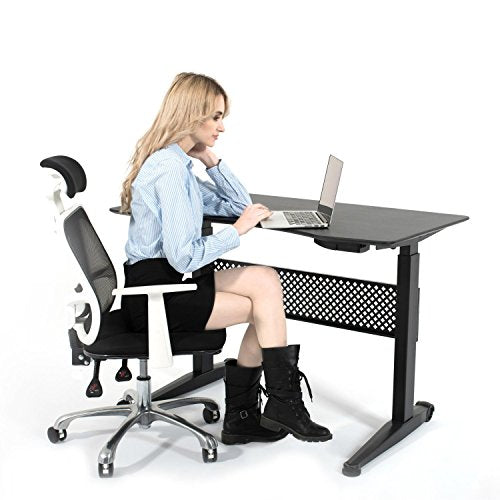ApexDesk Pneumatic 59"x29" Movable Sit/Standing Desk, Pneumatic Height Adjustable from 29” to 48” (59x29" Textured Black Top, Black, Frame)