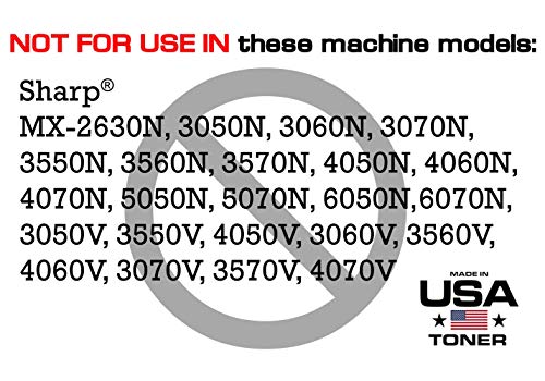 MADE IN USA TONER Compatible Replacement for Sharp MX2651, MX3051, MX3061, MX3071, MX3551, MX3561, MX3571, MX4051, MX4061, MX-61NTBA,MX-61NTCA,MX-61NTMA,MX-61NTYA (Black,Cyan,Yellow,Magenta, 4 Pack)