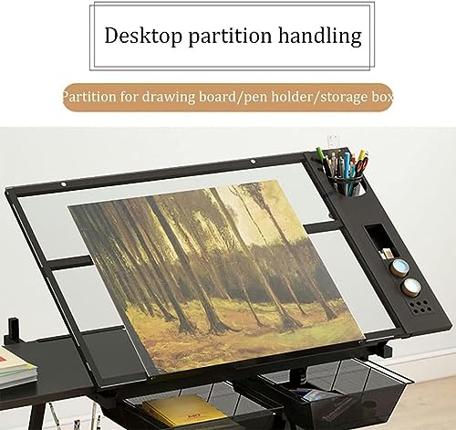 CNAOHGHN Drafting Desk with Stool, Height Adjustable Glass Writing Table