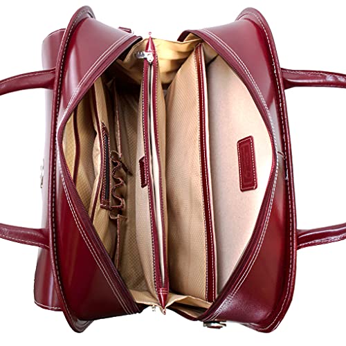 McKleinUSA McKlein Berkeley, Top Grain Cowhide Leather, 15" Patented Detachable -Wheeled Ladies' Briefcase, Red (97046)