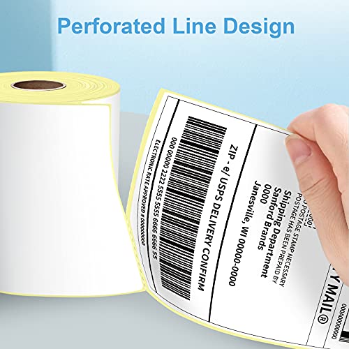 Bluetooth Label Printer and 220 Roll Labels, Jiose 4x6 Shipping Thermal Printer for Android/iOS, Commercial Grade, 162mm/s High-Speed Printing