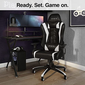 Vartan Staples 58542 Emerge Bonded Leather Gaming Chair, White/Black