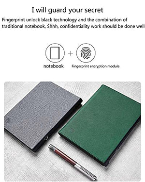 GZQDX Smart Notebook Fingerprint Unlock Journal Personal Notepad Electronic Lock Diary with Card Slot for Agenda Planner (Color : Gray)