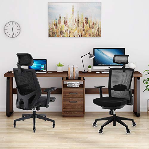 Tribesigns 94.5 inches Two Person Computer Desk, Double Computer Desk with Storage Shelves, Extra Long Workstation Large Office Desk with Two Drawers, Study Writing Desk for Home Office