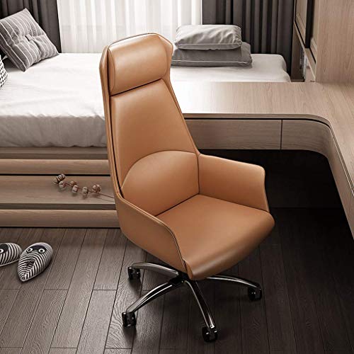 Generic Boss Chair Leather Home Office Computer Chair - Cowhide Brown Short