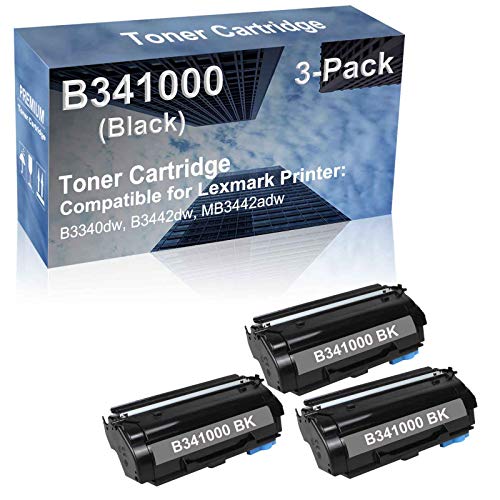 3-Pack Compatible High Capacity B341000 Toner Cartridge use for Lexmark B3340dw, B3442dw, MB3442adw Printer (Black)