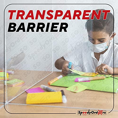 Sneeze Guard Table Divider by SPEEDYORDERS - 4 Persons Clear Acrylic Desk Dividers for Students School Restaurant - For Round/Square Tables - 1/4" Thick Acrylic 47.5"W x 47.5"L x 23.5"H