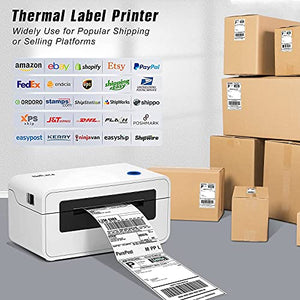 USB Upgrade Shipping Label Printer, Thermal Printer for Barcodes-Labels Labeling with External Rolls Label Holder, NefLaca 2 in 1 Rolls and Fan-Fold Stack Paper Holder for Desktop Thermal Label Printe