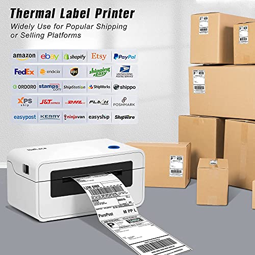 USB Upgrade Shipping Label Printer, Thermal Printer for Barcodes-Labels Labeling with External Rolls Label Holder, NefLaca 2 in 1 Rolls and Fan-Fold Stack Paper Holder for Desktop Thermal Label Printe