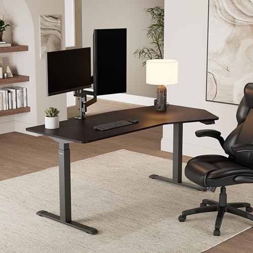 EUREKA ERGONOMIC Adjustable Height Standing Desk (70" x 30") Dual Motor, Memory Presets, Heptagon/Solid Wood
