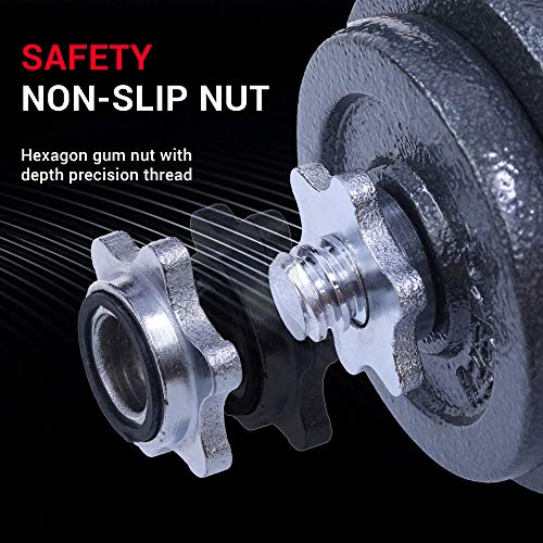 Nice C Adjustable Dumbbell Set, 22/33/44/66/105 Lbs Metal Barbell 2 in 1 Weight Pair, Anti-Slip Handle, All-Purpose, Home, Gym, Office, Fitness (Barbell 105LB or 48.5LB Dumbbell Pair)