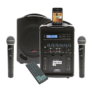 Califone PA419Q2 Portable Bluetooth PA with Two Handheld Wireless Microphones