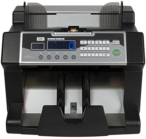 Royal Sovereign High Speed Bill Counter With UV, MG, IR Counterfeit Bill Detector & Front Loader (RBC-3100),Black and Silver