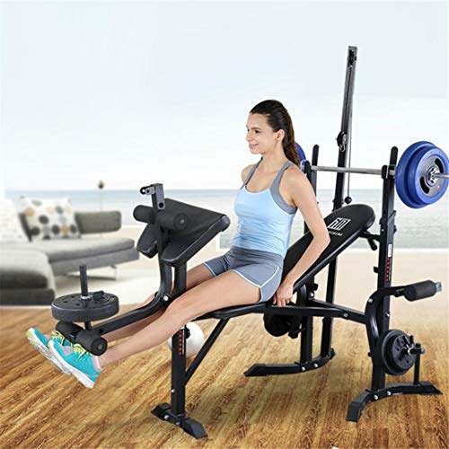 Qianglin All-in-1 Adjustable Weight Bench Set for Full Body Workout, Gift for Dad, Olympic Weight Strength Training Bench, Heavy Duty Weight-Lifting Bed Exercise Machine Fitness Equipment